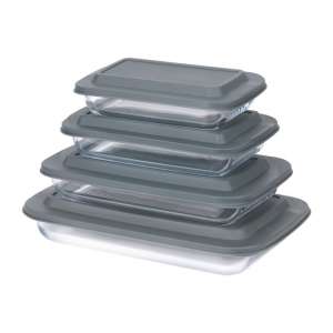 Rectangular Glass Bakeware Set with BPA Free Lids