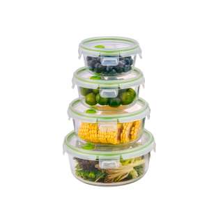 Round Glass food storage container with vented lid