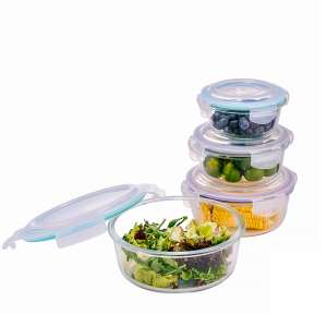 Glass Food Storage Containers With Lids Airtight Round