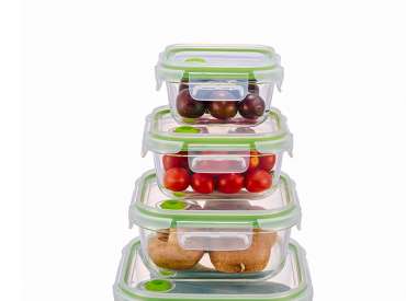 Square Glass food storage container with vented lid