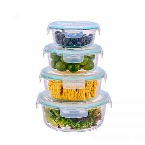 Airtight Glass containers with vented lid Round