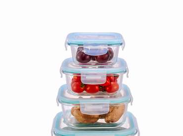 Airtight Glass containers with vented lid Square