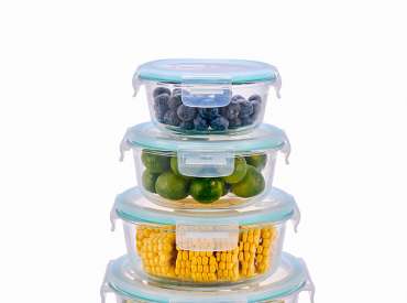 Airtight Glass containers with vented lid Round