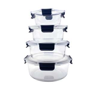 Removable Lock Glass Container Box Round