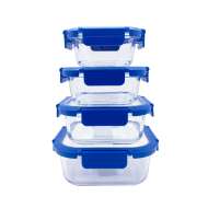 Glass Lunch Box Food Container with Glass Lid Square