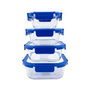 Glass Lunch Box Food Container with Glass Lid Square