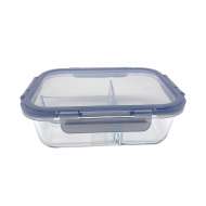 Airtight Glass Food Meal Prep Containers 3 Divided Lunch Box Glass Food Storage Container