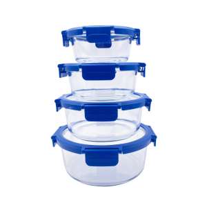 Glass Lunch Box Container with Glass Lid Round