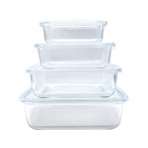 Simple Lid Glass Food Containers Rectangular