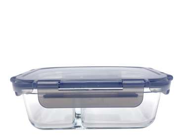 Lunch box 2 compartments glass divided food storage containers