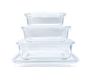 Simple Lid Glass Food Containers Rectangular