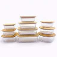 Consing New Arrival Ribbed Glass Food Storage Container Food Lunch Box with Bamboo lid