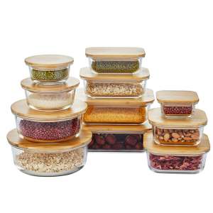 Glass Food Storage Containers with Bamboo Lids