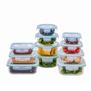 Glass Food Storage Containers with Airtight Snap Locking Lids BPA Free