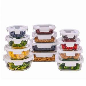 Food Storage Airtight Heat Resistant Glass Container with Glass Lid