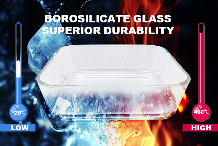 Square Meal Prep Glass Containers Simple lid, BPA-Free Lids & Oven-Safe Glass